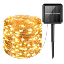 Battery Operated Waterproof Solar String Lights with Remote Control Timer Copper Wire Christmas Lights